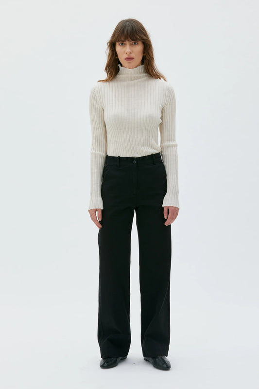 Nancy - Long recycled cotton twill trousers
