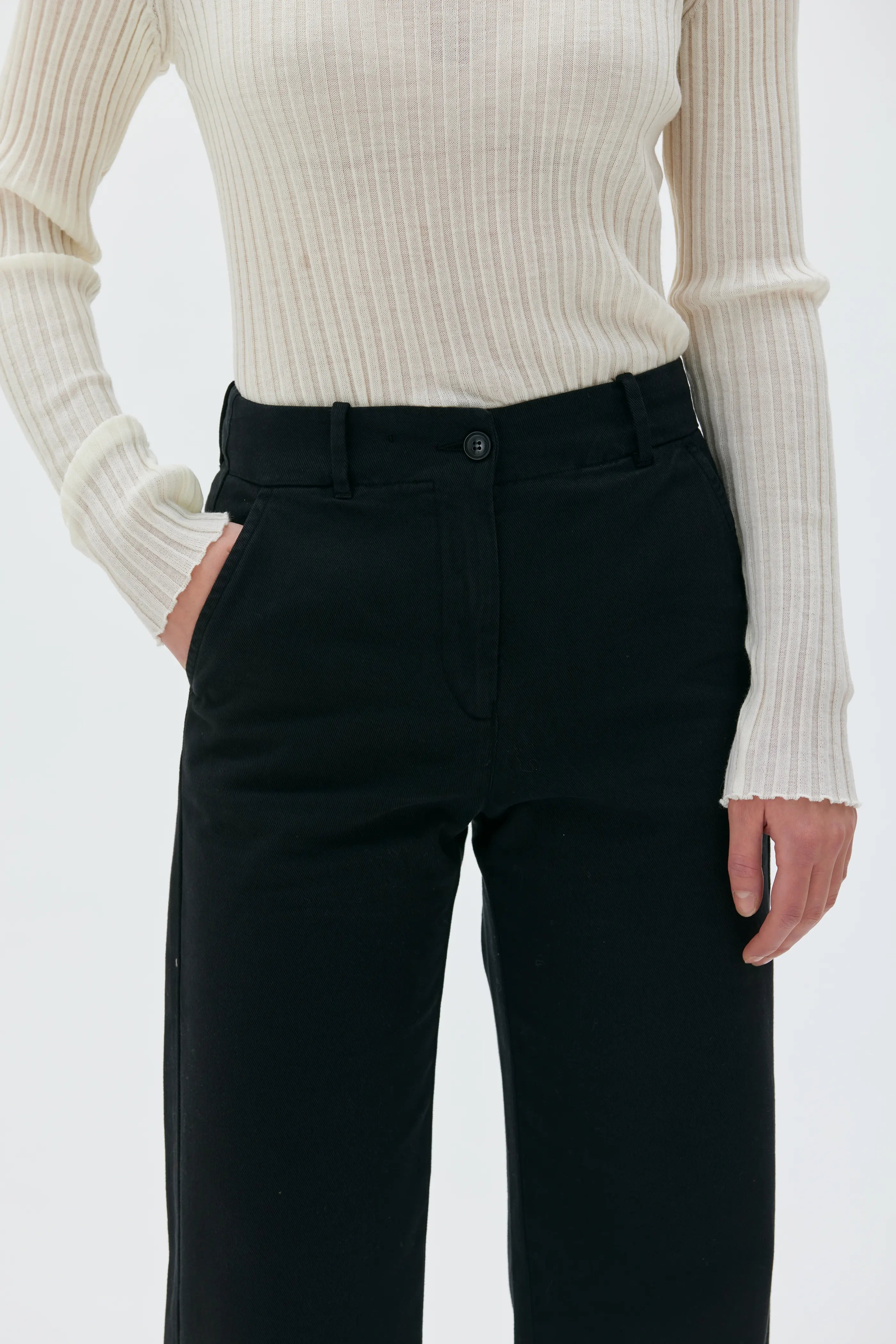 Nancy - Long recycled cotton twill trousers