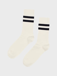 Retro cotton socks cream navy