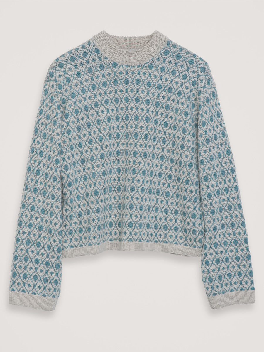 Alpaca pattern sweater - Dusty teal