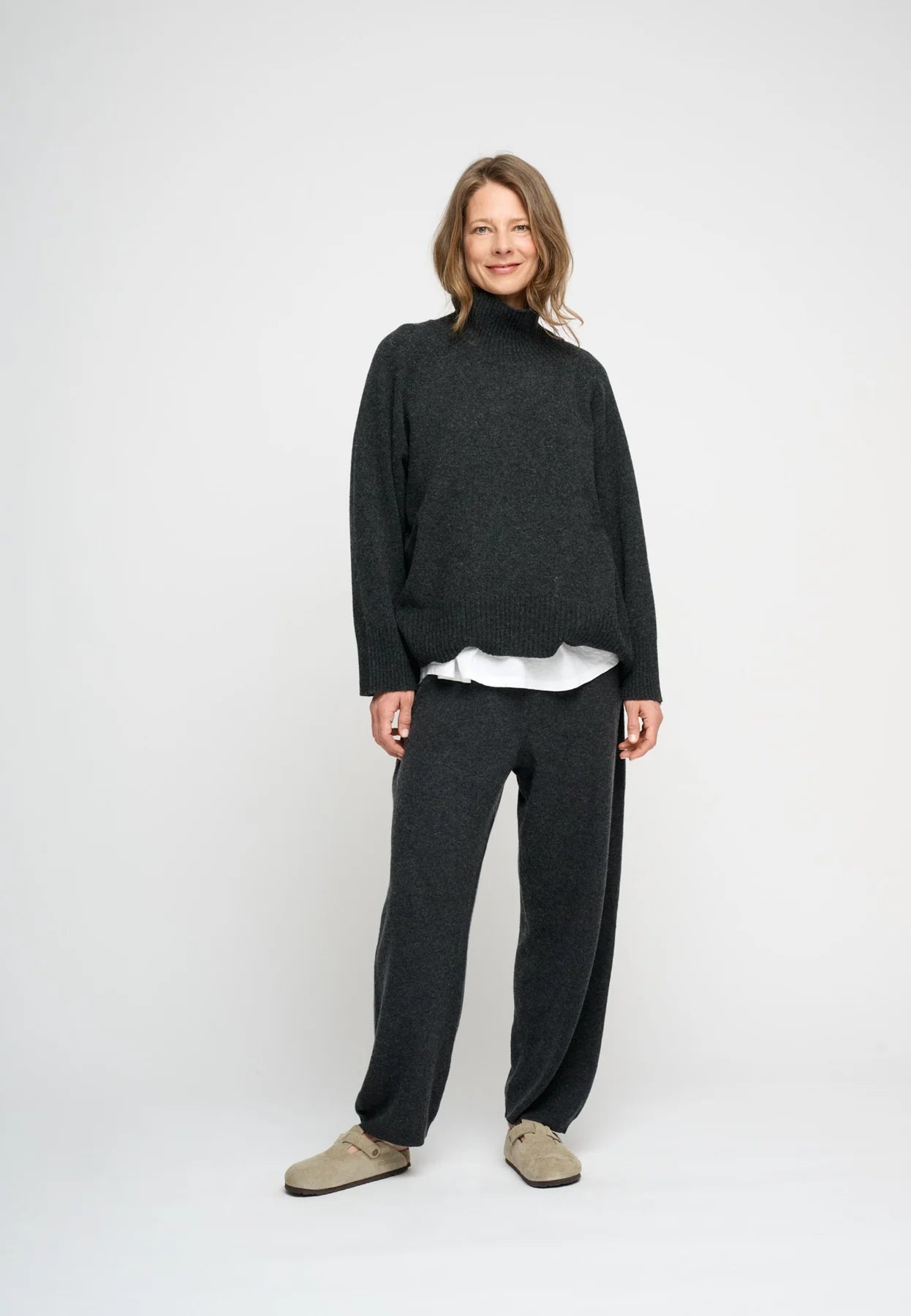 Yours knit pants charcoal melange