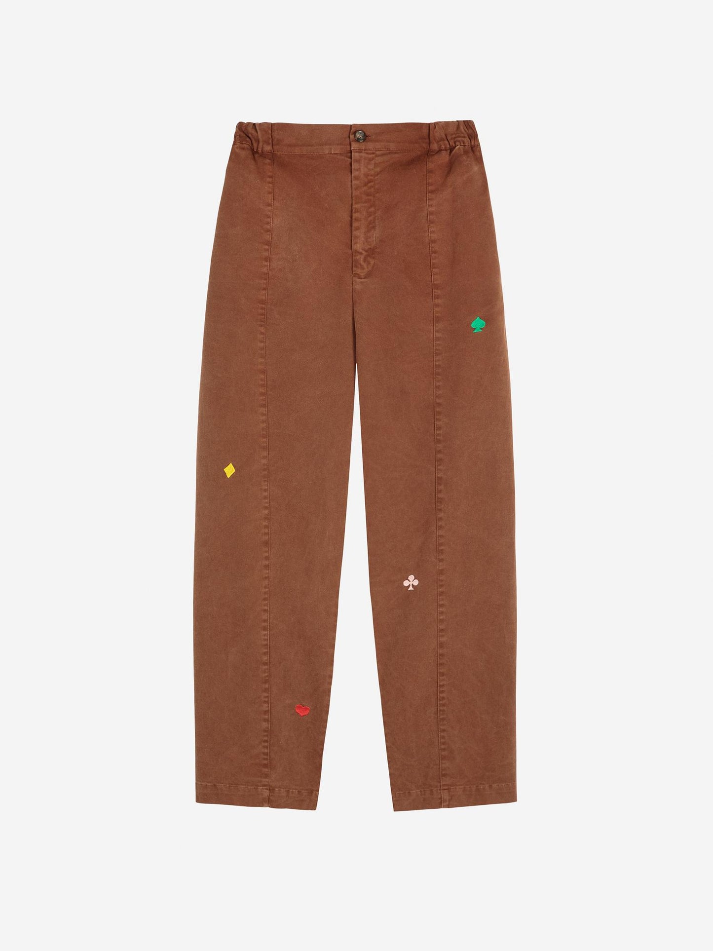 Brown embroidery cocoon pants