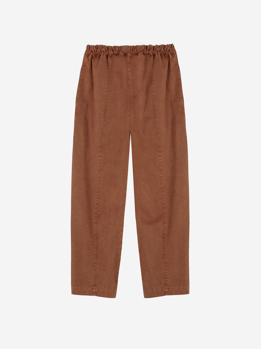 Brown embroidery cocoon pants