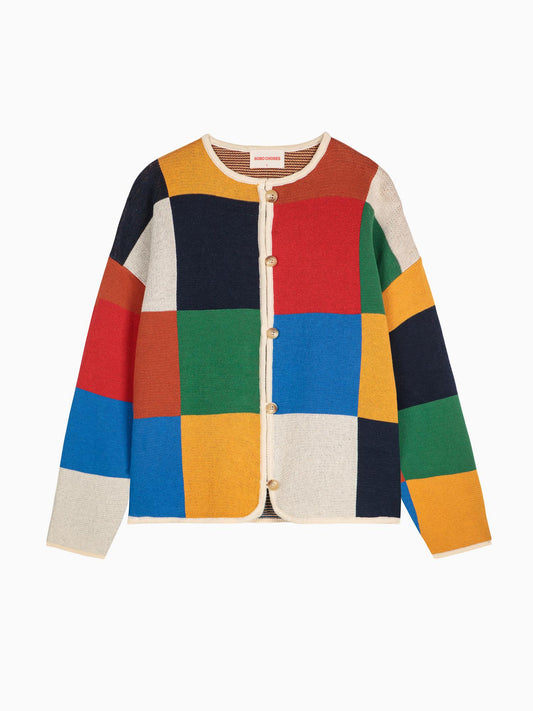 Multicolor Check buttoned cardigan