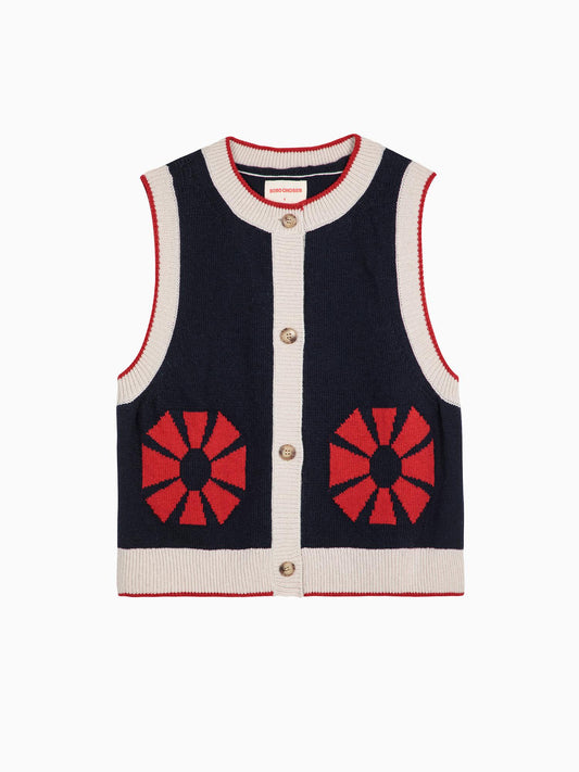 Flower knitted vest