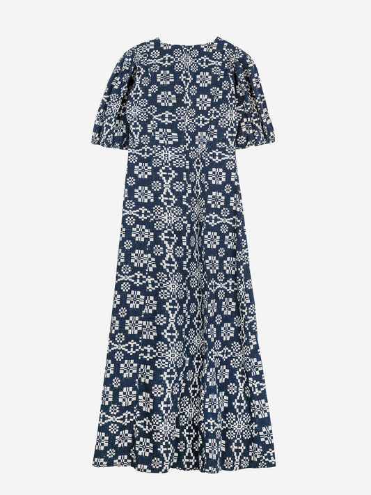Kaleidoscope pattern evase v-neck dress