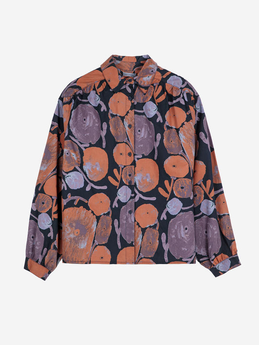 Dahlia pattern gathered shirt