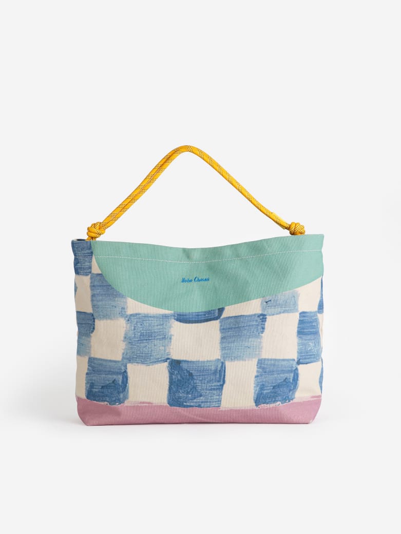 Color block canvas cross-body bag