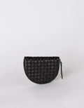 Laura Coin Purse - Black Woven Classic Leather