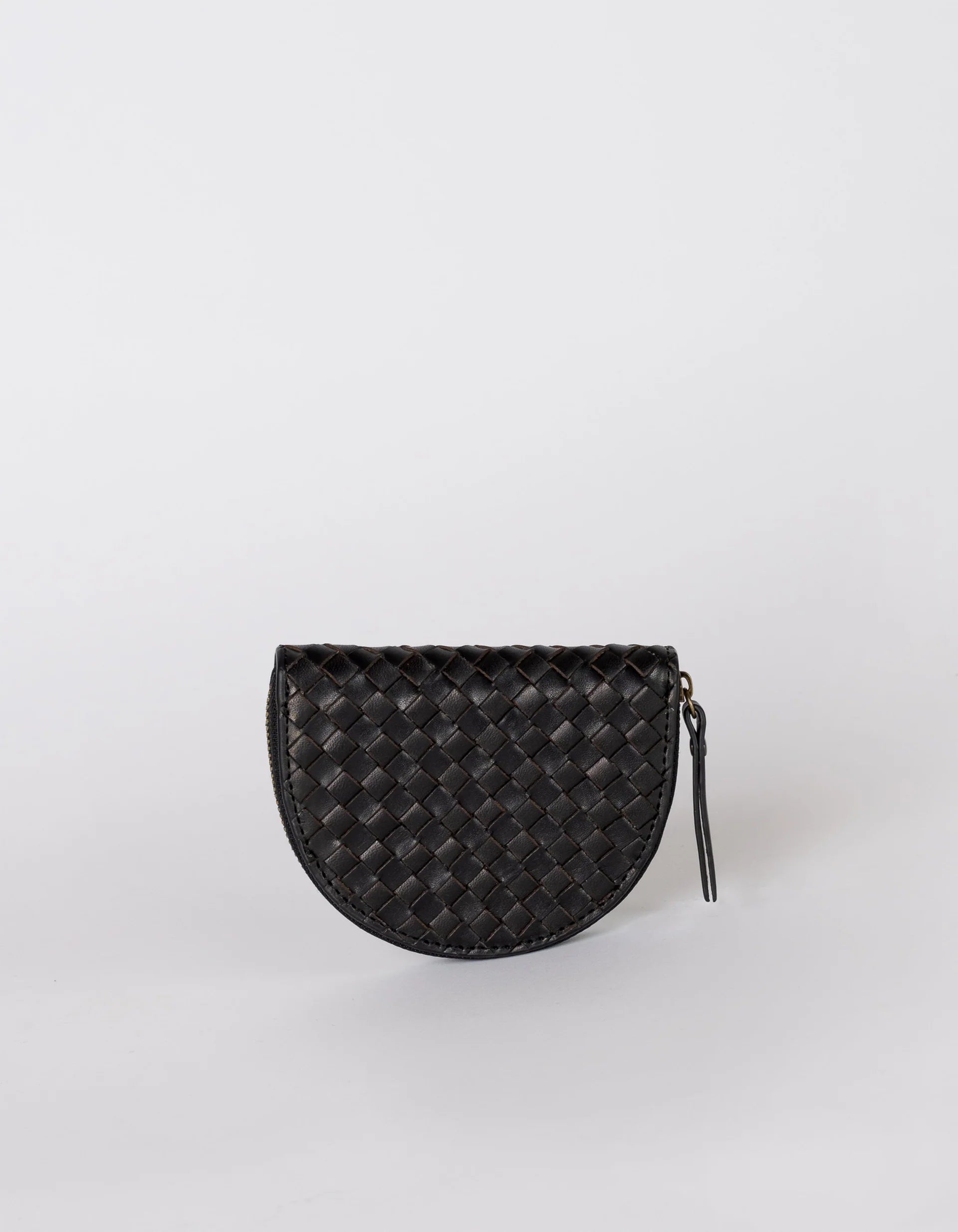 Laura Coin Purse - Black Woven Classic Leather