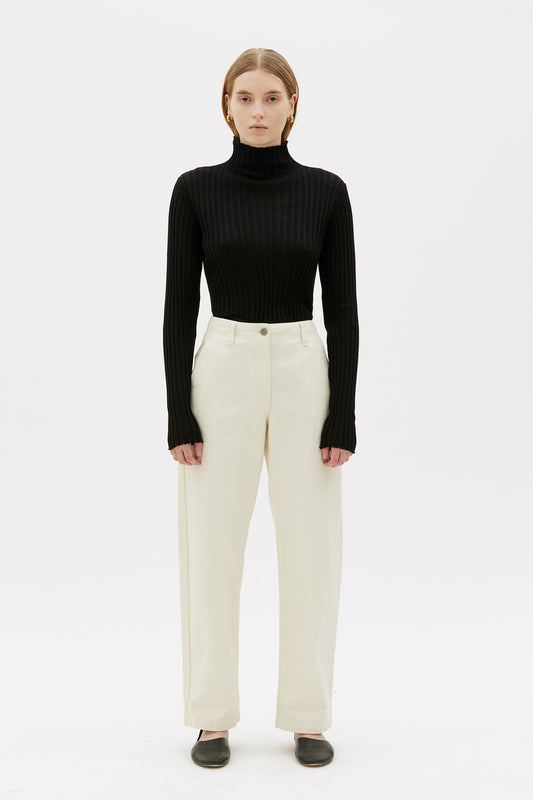 Arvi - ribbed fine wool mock neck top
