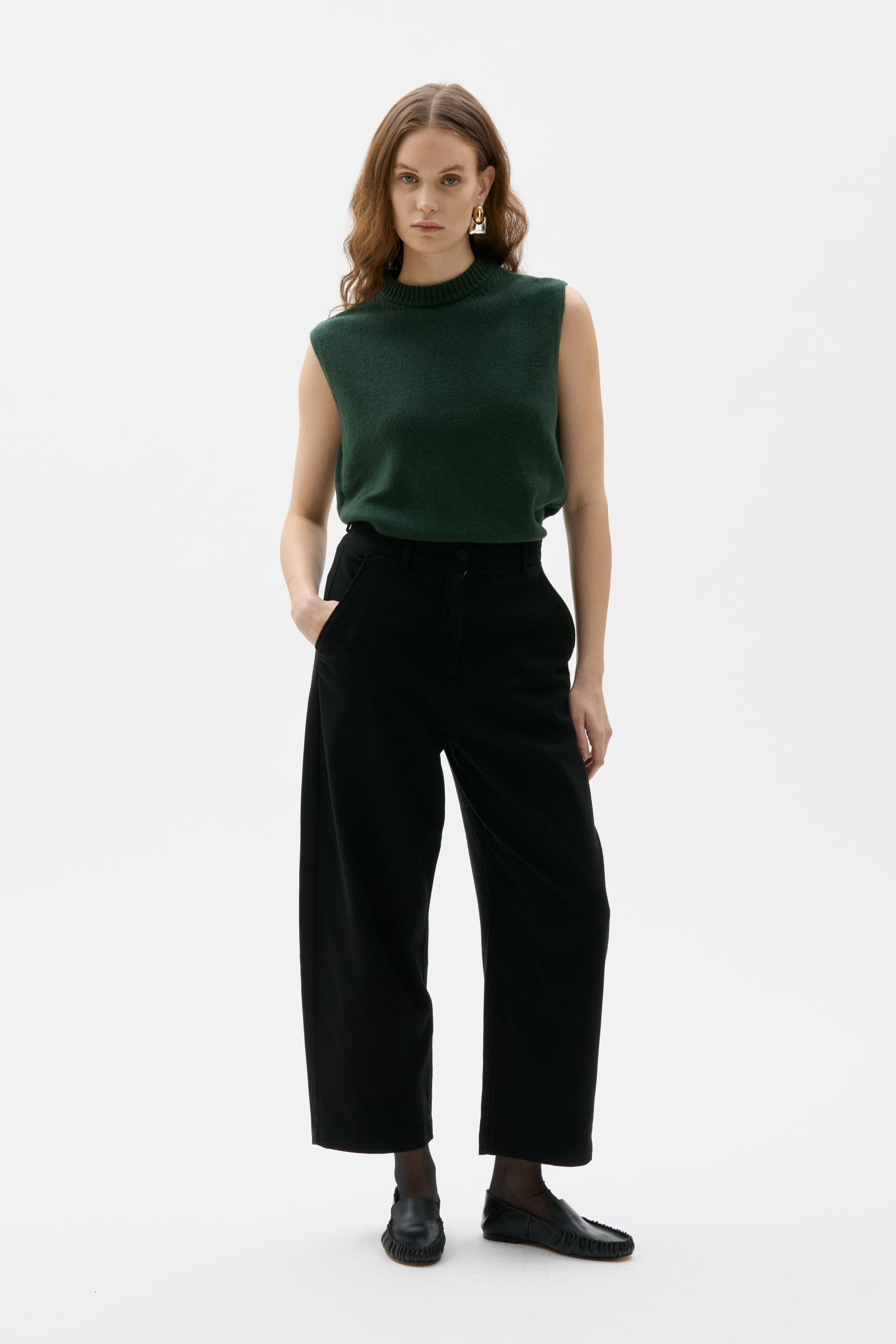 Nona - Curved trousers in cotton cashmere