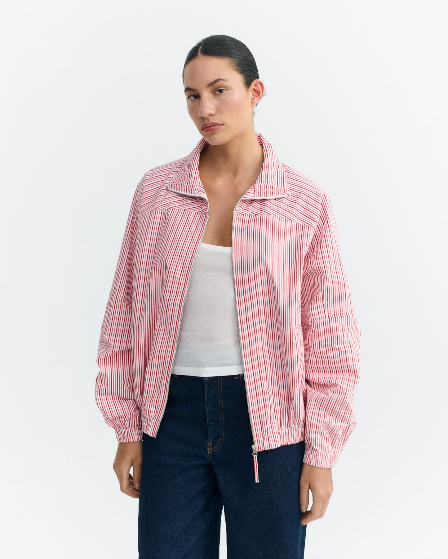 Red colliure stripes monica jacket