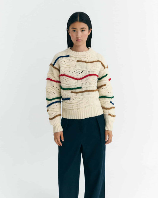 Multicolor macrame candela knitted sweater