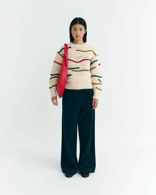 Multicolor macrame candela knitted sweater