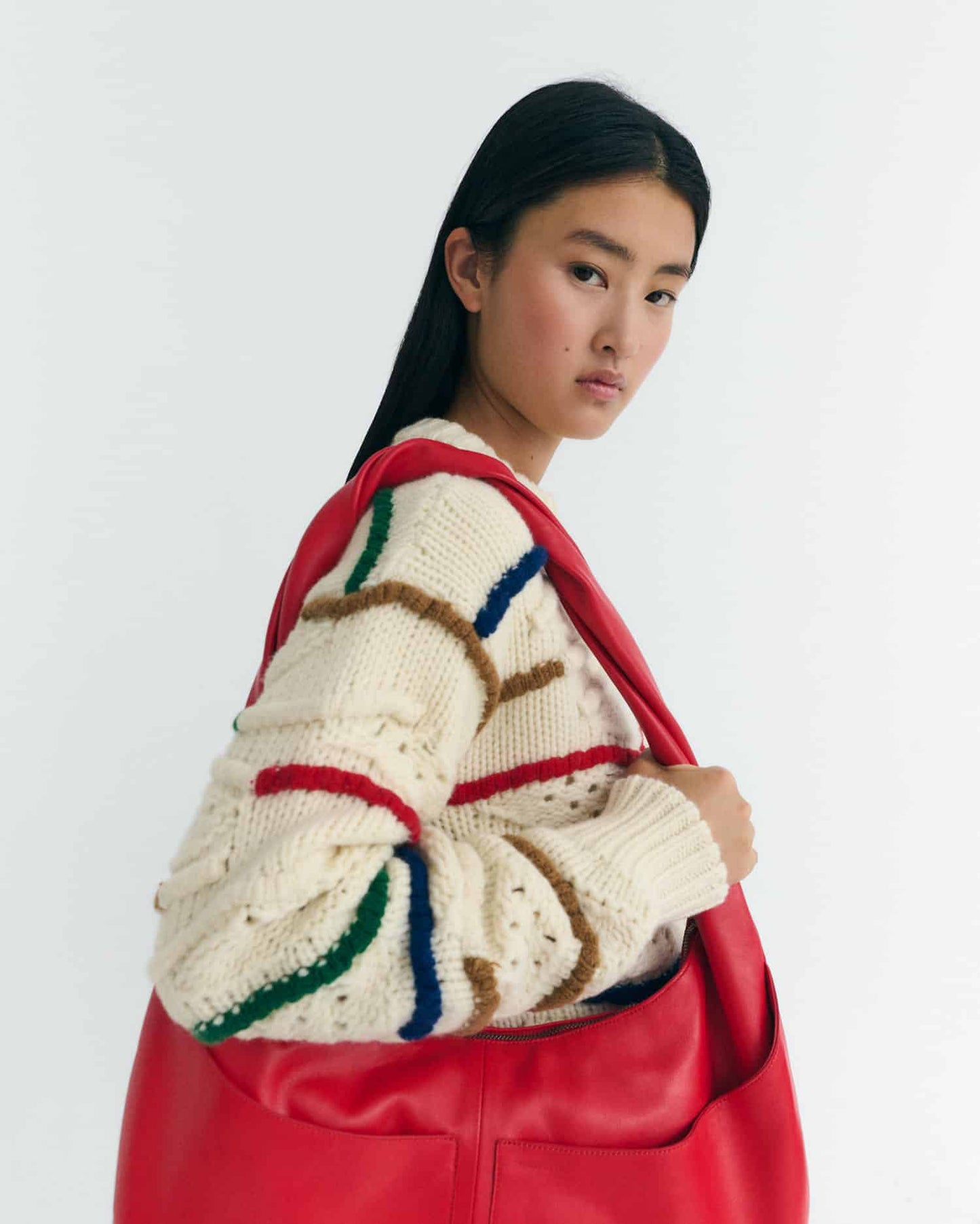 Multicolor macrame candela knitted sweater