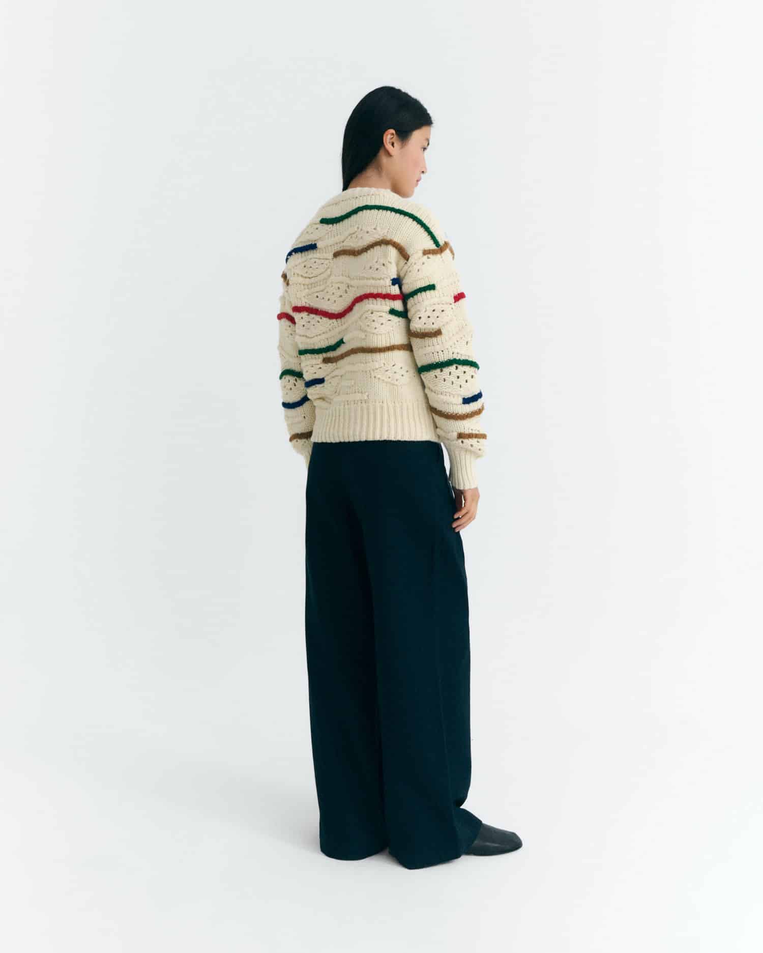 Multicolor macrame candela knitted sweater