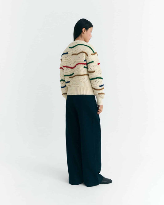 Multicolor macrame candela knitted sweater
