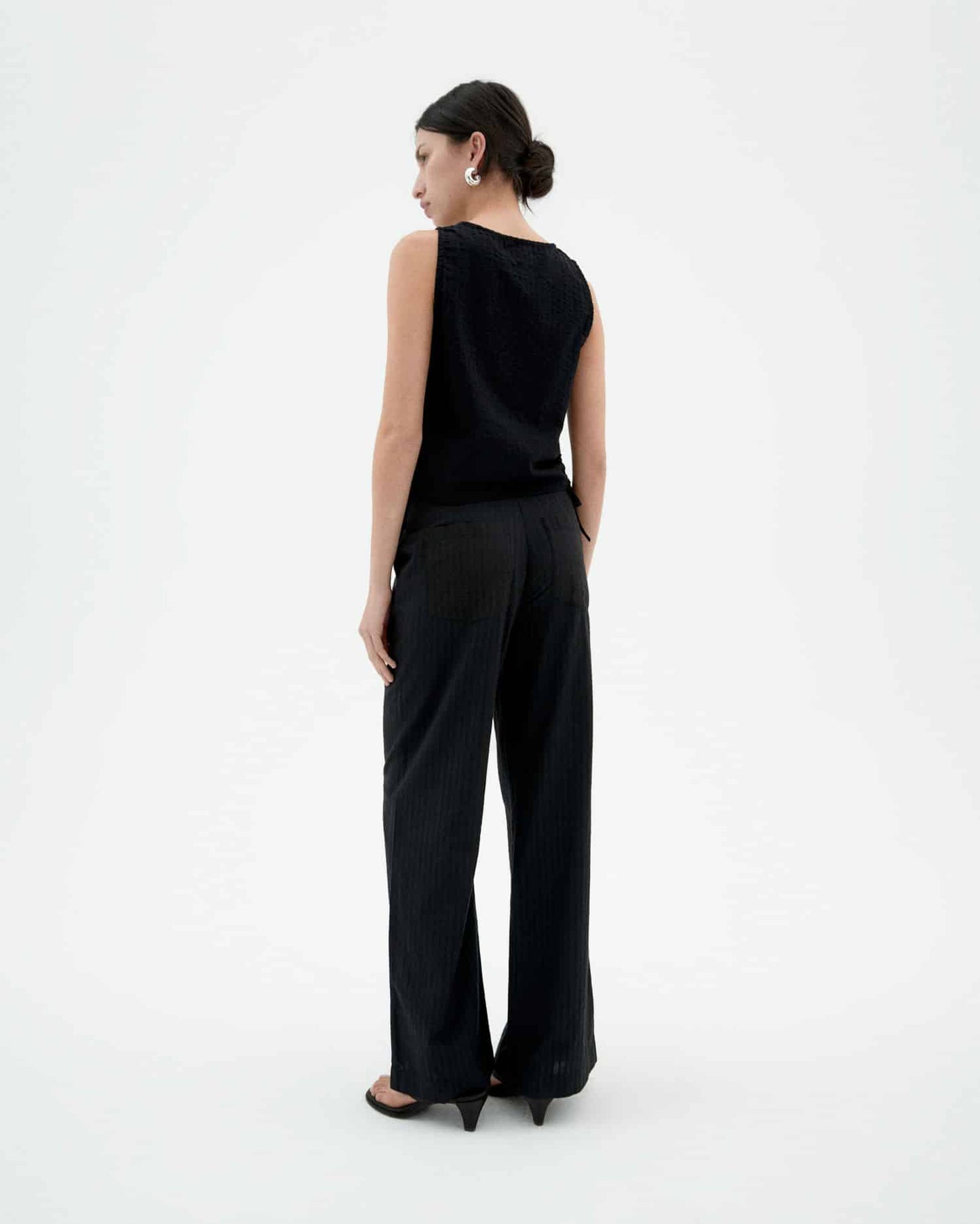 Black seersucker florence top