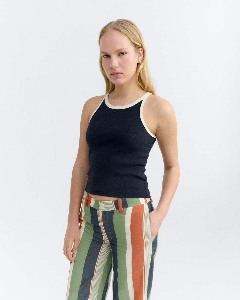 Navy Pannacota Contrast Harriet Top