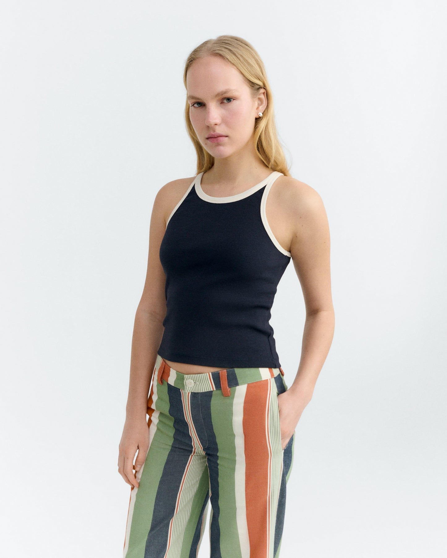 Navy Pannacota Contrast Harriet Top