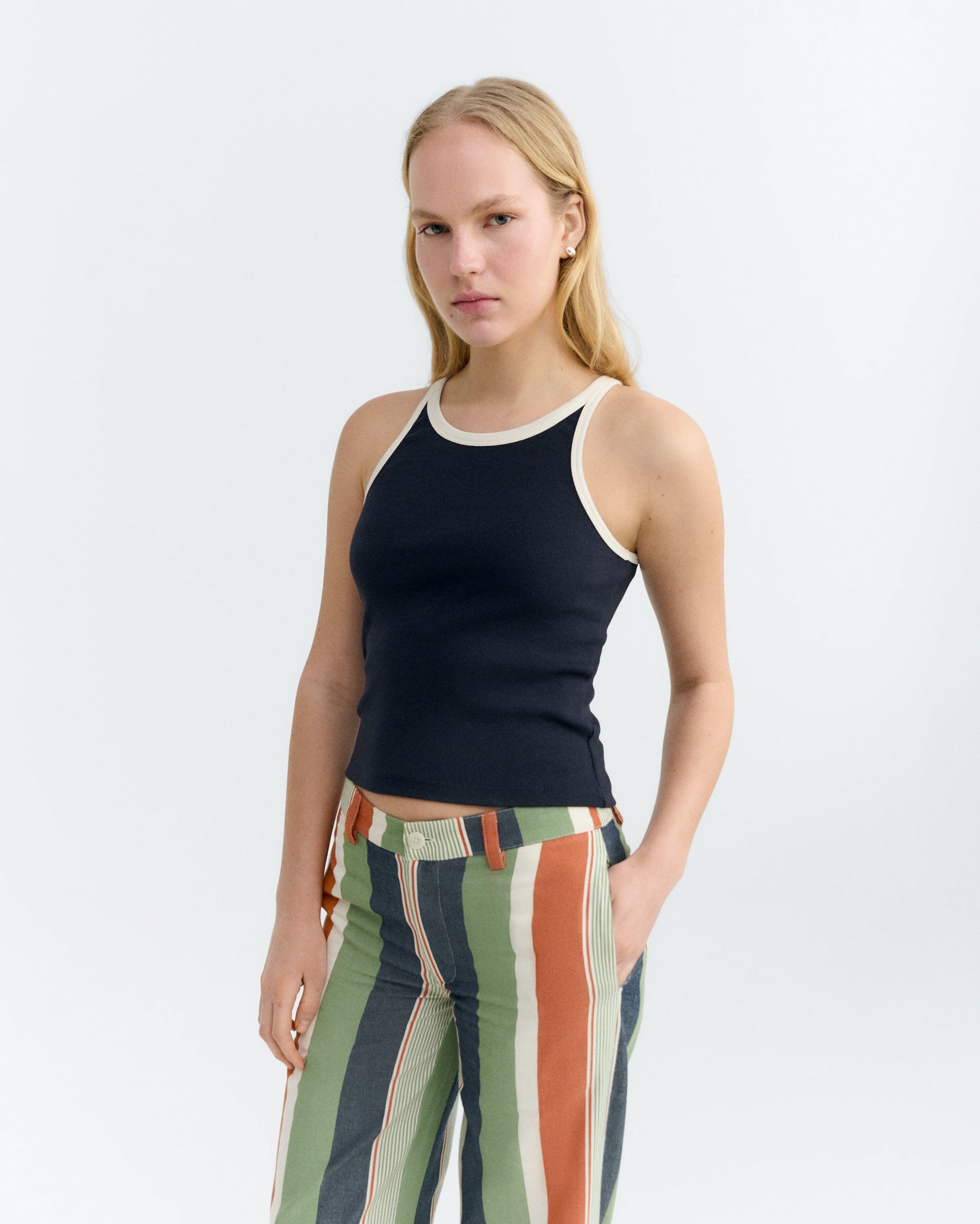 Navy Pannacota Contrast Harriet Top