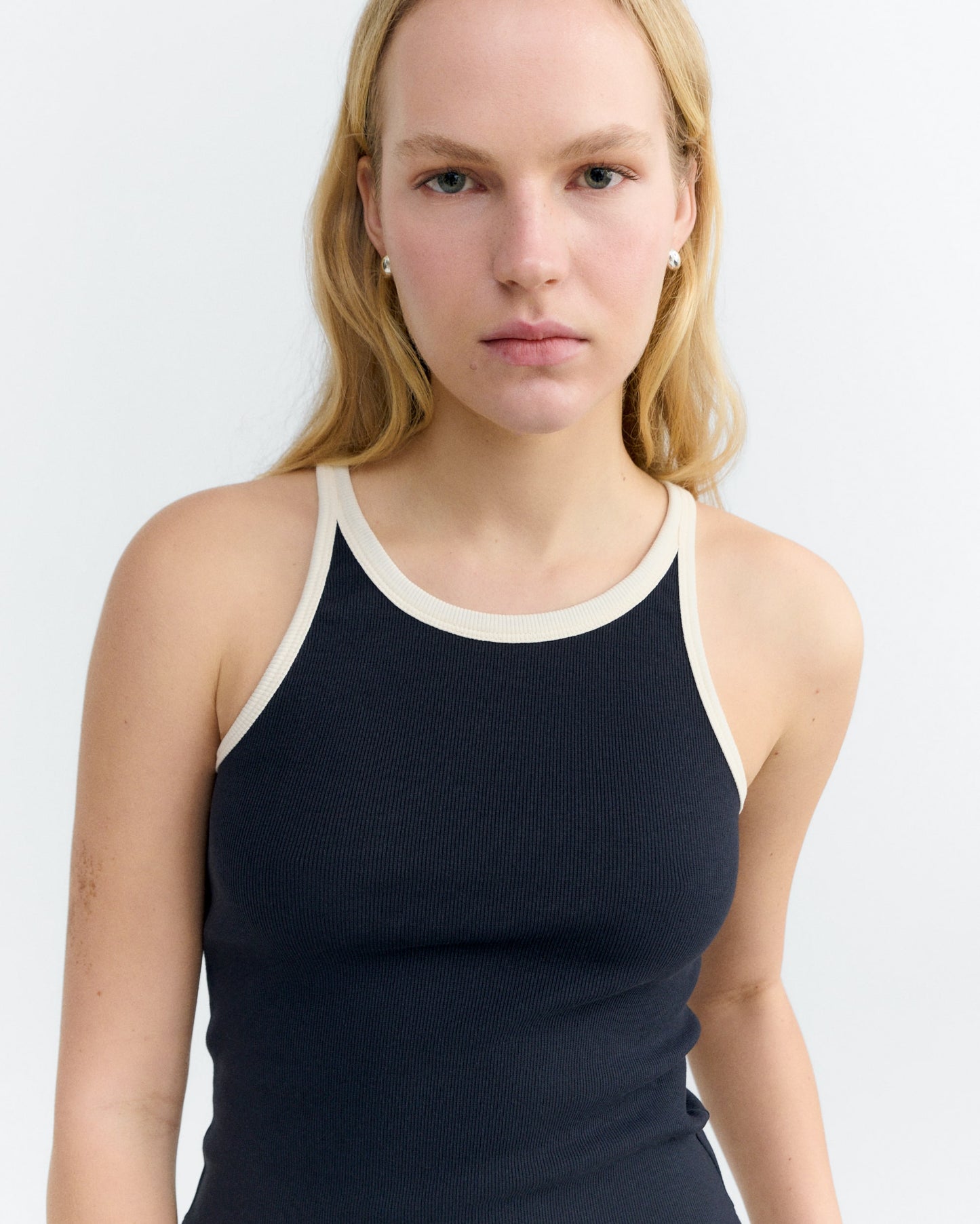 Navy Pannacota Contrast Harriet Top